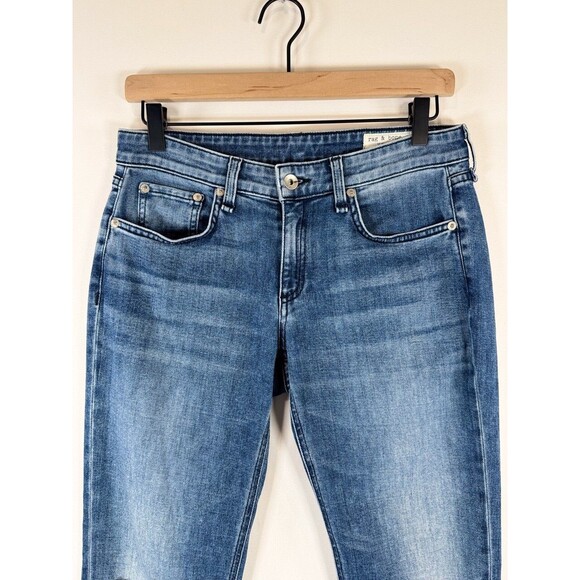 Rag Bone Womens Jeans Mendecino Dre Low Rise Slim Boyfriend Crop Distressed 25 - Picture 8 of 13